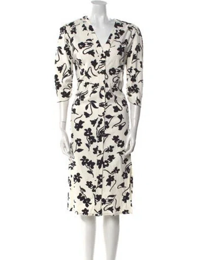 Pre-owned Altuzarra Floral Print Midi Length Dress In White