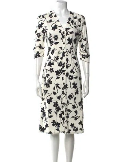 Pre-owned Altuzarra Floral Print Midi Length Dress In White