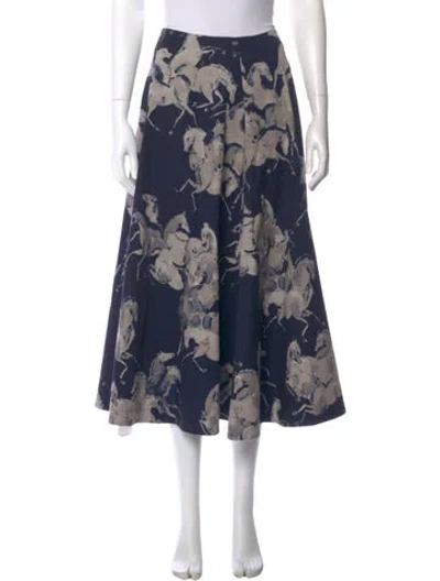 Pre-owned Altuzarra Floral Print Midi Length Skirt In Blue