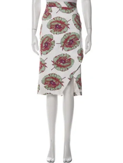 Pre-owned Altuzarra Floral Print Midi Length Skirt In White