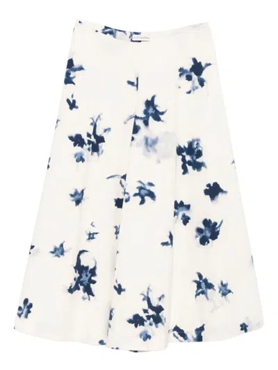 Altuzarra Floral-print Midi Skirt In White