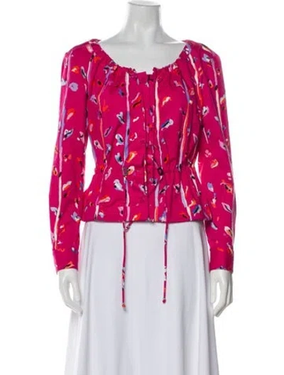 Pre-owned Altuzarra Floral Print Scoop Neck Blouse In Pink