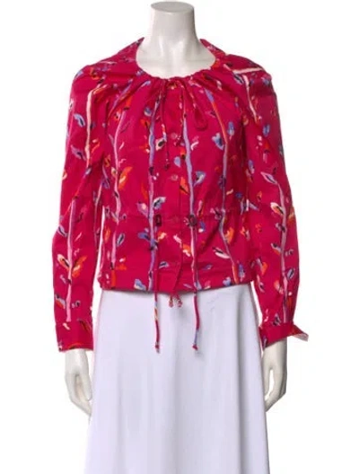 Pre-owned Altuzarra Floral Print Scoop Neck Blouse In Pink