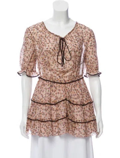 Pre-owned Altuzarra Floral Print Silk Top W/ Tags In Pink