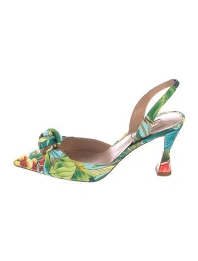 Pre-owned Altuzarra Floral Print Slingback Pumps In Green
