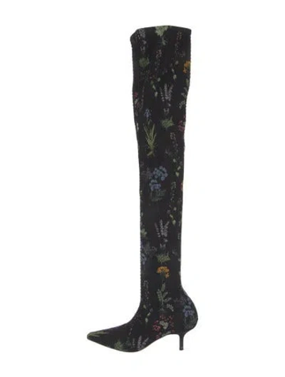 Pre-owned Altuzarra Floral Print Sock Boots In Black