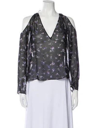 Pre-owned Altuzarra Floral Print V-neck Blouse In Black