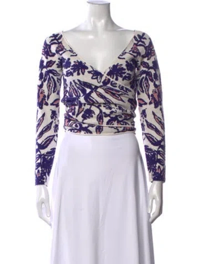Pre-owned Altuzarra Floral Print V-neck Sweater In White