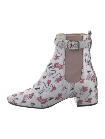 Pre-owned Altuzarra Floral Print Whipstitch Trim Chelsea Boots In Purple