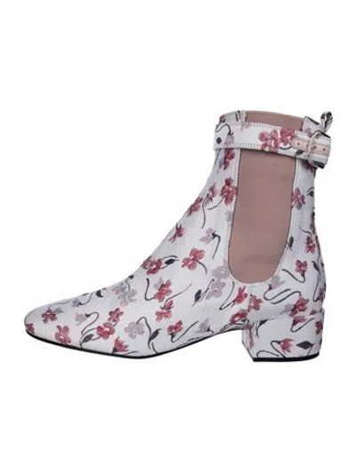 Pre-owned Altuzarra Floral Print Whipstitch Trim Chelsea Boots In Purple