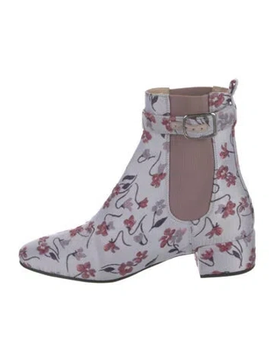 Pre-owned Altuzarra Floral Print Whipstitch Trim Chelsea Boots In Purple