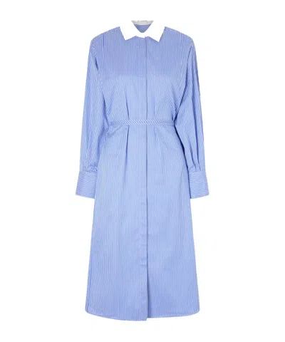 Altuzarra Floyd Belted Striped Cotton-poplin Midi Dress In Blue