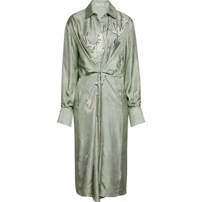 Altuzarra Floyd Long Sleeve Silk Shirtdress In Neutral