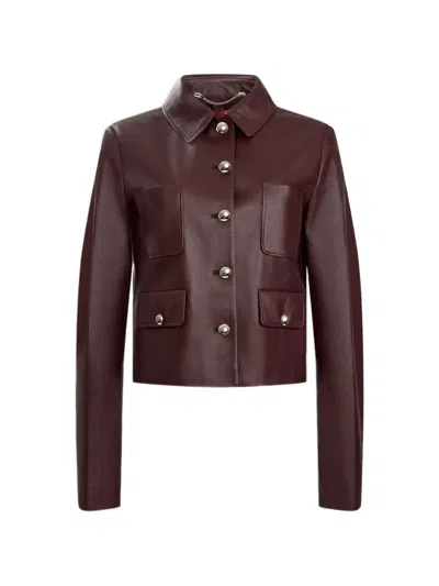 Altuzarra Four Pockets Leather Jacket In Burgundy