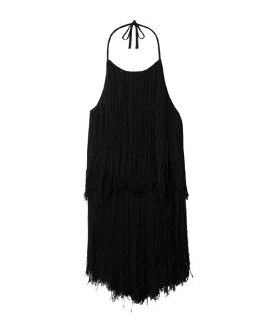 Altuzarra Fringe Hollowed-out Halter Sweater In Black