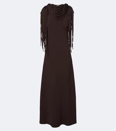 Altuzarra Fringed Jersey Maxi Dress In Brown