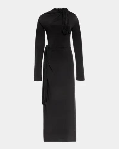 Altuzarra Garland Fringe Draped Maxi Dress In Black