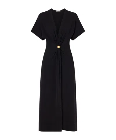 Altuzarra Rena Embellished Gathered Jersey Maxi Dress In Black