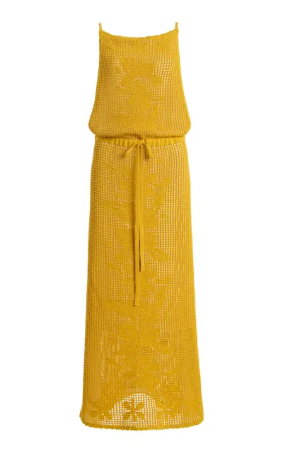 Altuzarra Gayle Cotton Knit Midi Dress In Gold