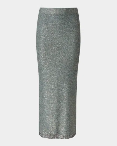 Altuzarra Georgie Paillette Knit Midi Skirt In Cadet Blue
