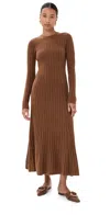 Altuzarra Gia Long-sleeve Wool-cashmere Rib Maxi Dress In Brown