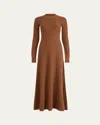 Altuzarra Gia Long-sleeve Wool-cashmere Rib Maxi Dress In Brown