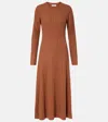 Altuzarra Gia Long-sleeve Wool-cashmere Rib Maxi Dress In Brown