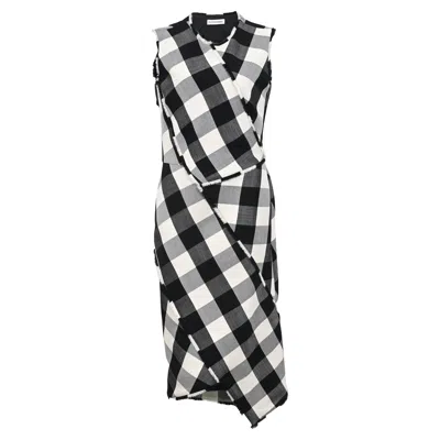 Altuzarra Gina Gingham Midi Dress In Black Wool