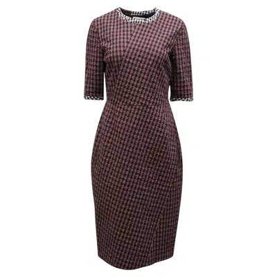 Pre-owned Altuzarra Gingham Crew Neck Dress In Multicolor Cotton In Black