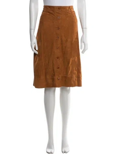 Pre-owned Altuzarra Goat Leather Midi Length Skirt In Brown