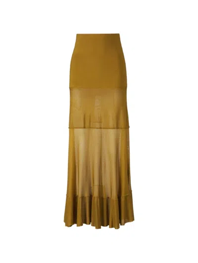Altuzarra Gorrell Tiered Stretch-knit Maxi Skirt In Green