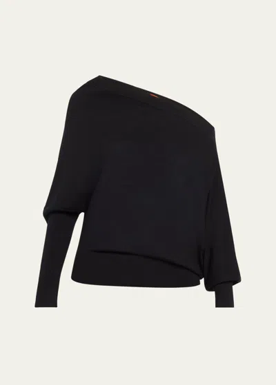 Altuzarra Grainge Cashmere Off-shoulder Sweater In Black