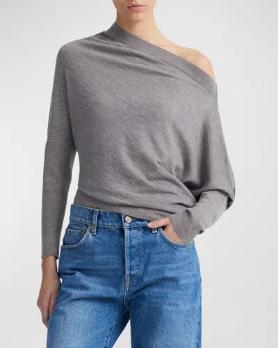Altuzarra Grainge Cashmere Off-shoulder Sweater In Marble Melange