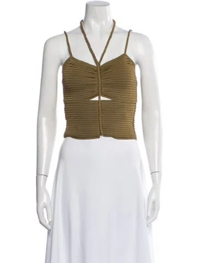 Pre-owned Altuzarra Halterneck Sleeveless Crop Top In Green