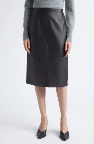 Altuzarra Hank Leather Midi Skirt In Black
