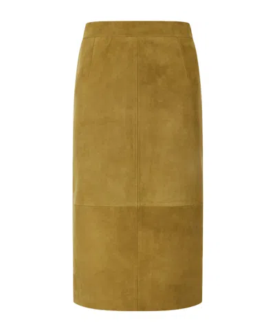 Altuzarra Hank Paneled Suede Knee-length Skirt In Yellow