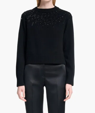 Altuzarra Harold Beaded Neckline Wool Sweater In Black