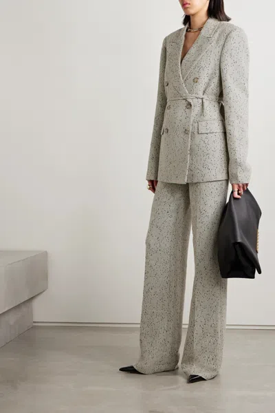 Altuzarra Hattson Belted Double-breasted Sequin-embellished Woven Blazer In Gray