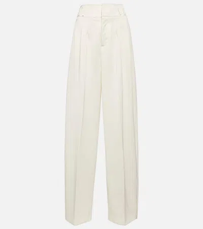 Altuzarra Tyr Envers Satin Wide Pleated Pants In Ivory