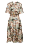 Altuzarra Honey Tie Waist Silk Dress In Fawn Mythical All Over