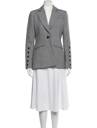 Pre-owned Altuzarra Houndstooth Print Blazer In White