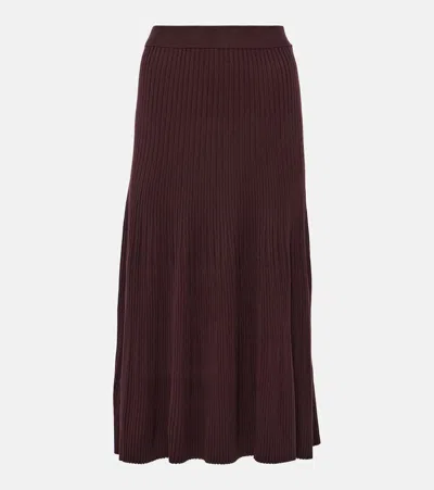 Altuzarra Ireene Ribbed-knit Midi Skirt In Acai
