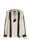 Altuzarra Irini Striped Tassel Button-up Top In Multi