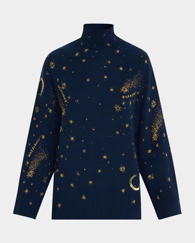 Altuzarra Jared Beaded Turtleneck Sweater In Navy