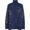 Altuzarra Jared Embroidered Virgin Wool Turtleneck Sweater In Navy