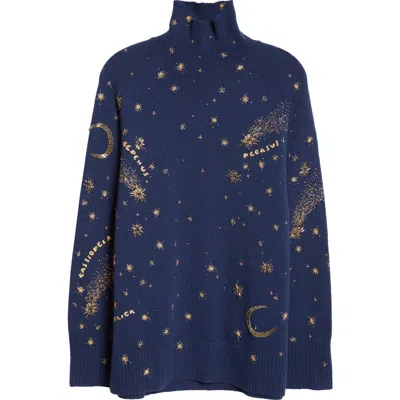 Altuzarra Jared Embroidered Virgin Wool Turtleneck Sweater In Navy