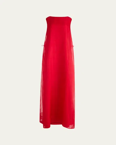 Altuzarra Jools Layered Silk Maxi Shift Dress In Red