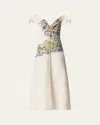 Altuzarra Jophee Drape Cap-sleeve Maxi Dress In Ivory Mythical Scene