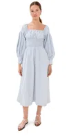 Altuzarra Josie Dress Dove Grey Banker Stripe In Blue