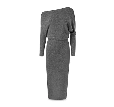 Altuzarra Kasos Cashmere Off The Shoulder Dress In Gray